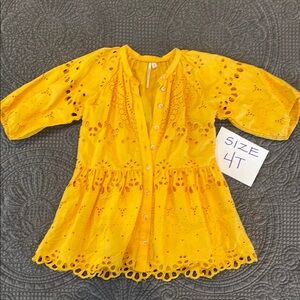 Anthropologie Yellow Eyelet Kids Dress